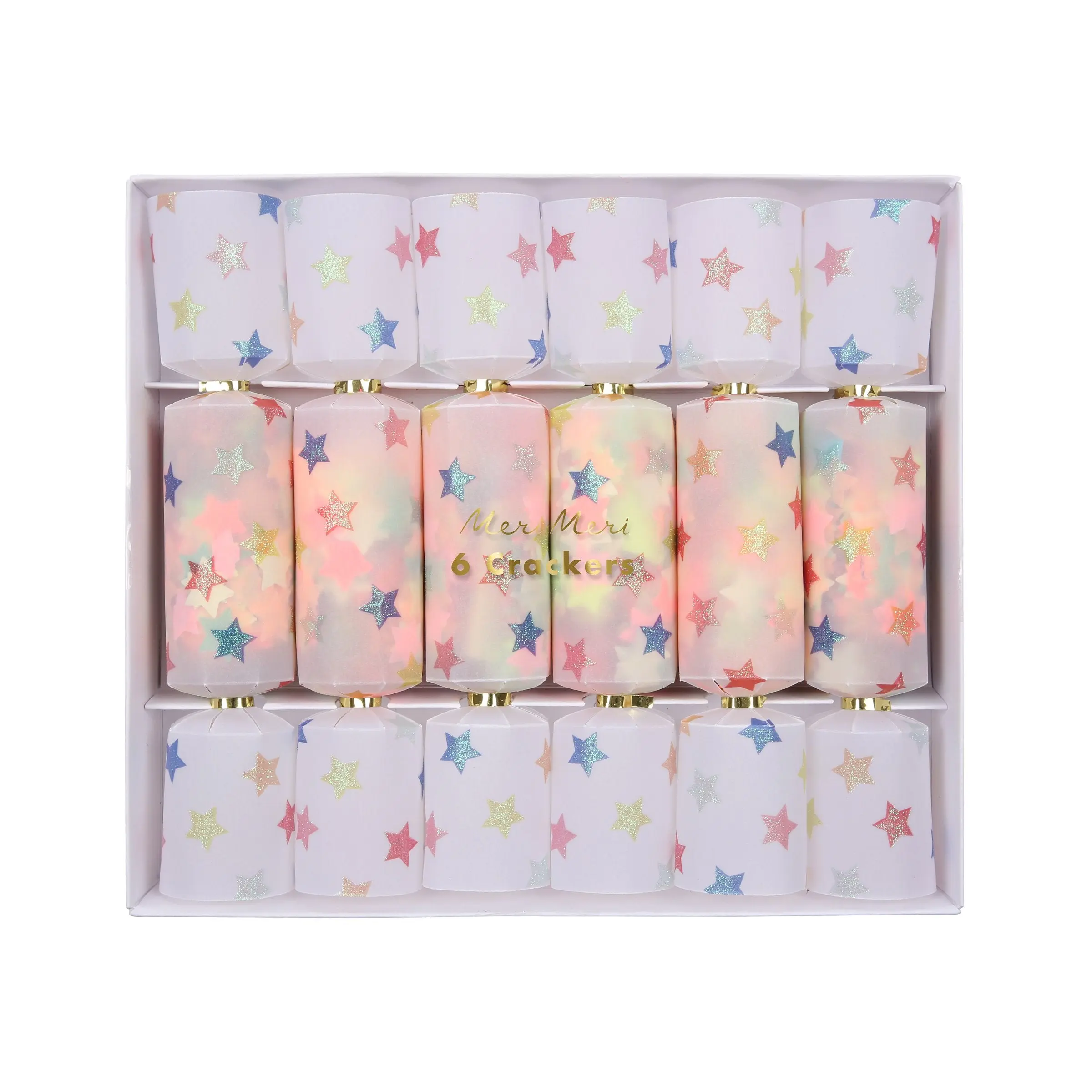 Multicolour Star Confetti Small Crackers (x 6)