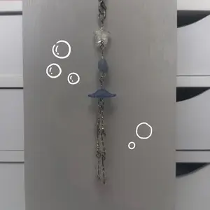 hand made blue jellyfish phone charm
