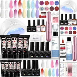 Morovan Poly Gel Nail Kit -  with Drill and 48W UV/LED Lamp Professional Extension for Beginners Luminous Everything Bulide Kits Art Tools Starter Supplies