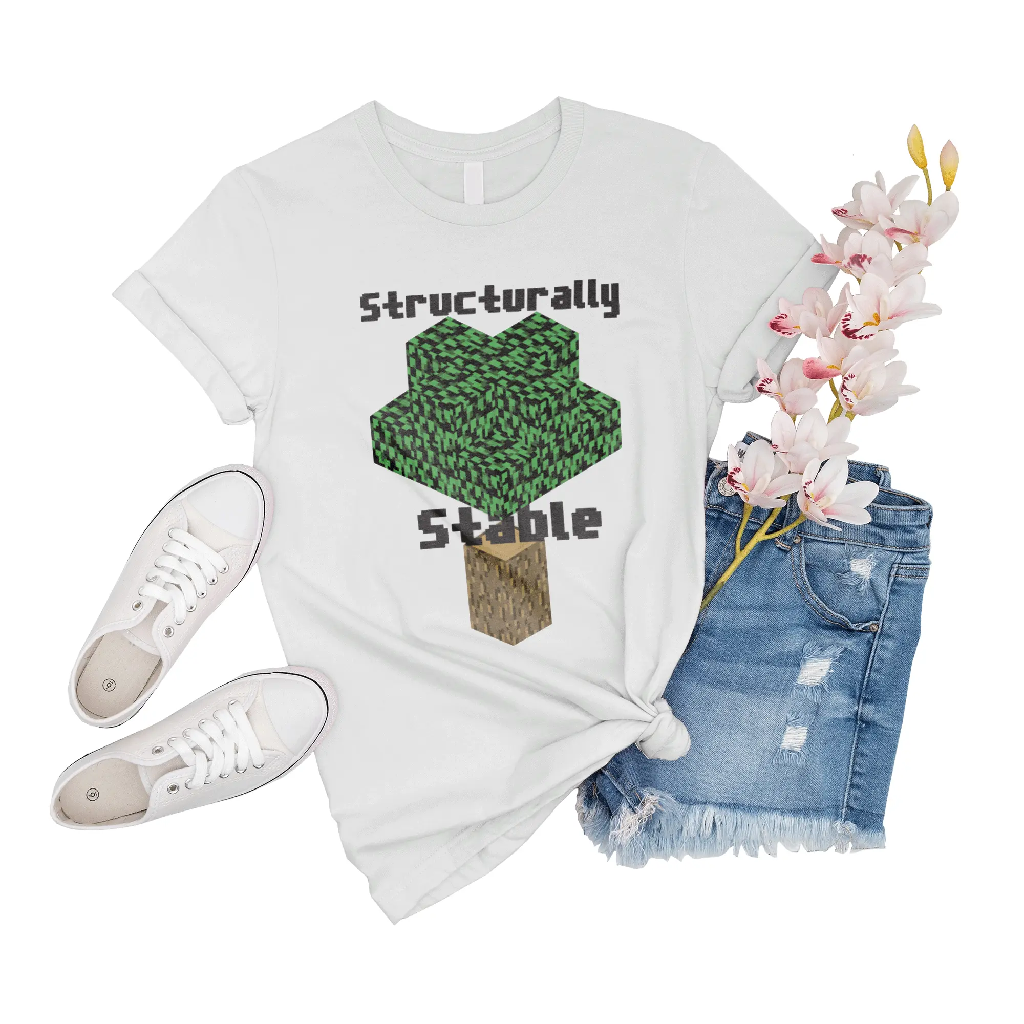 T-Shirt Unisex Minecraft Stable Ideas Minecraft Structurally Stable Sleeve Girl Gift For Men Shirts Novelty Big Tee Women