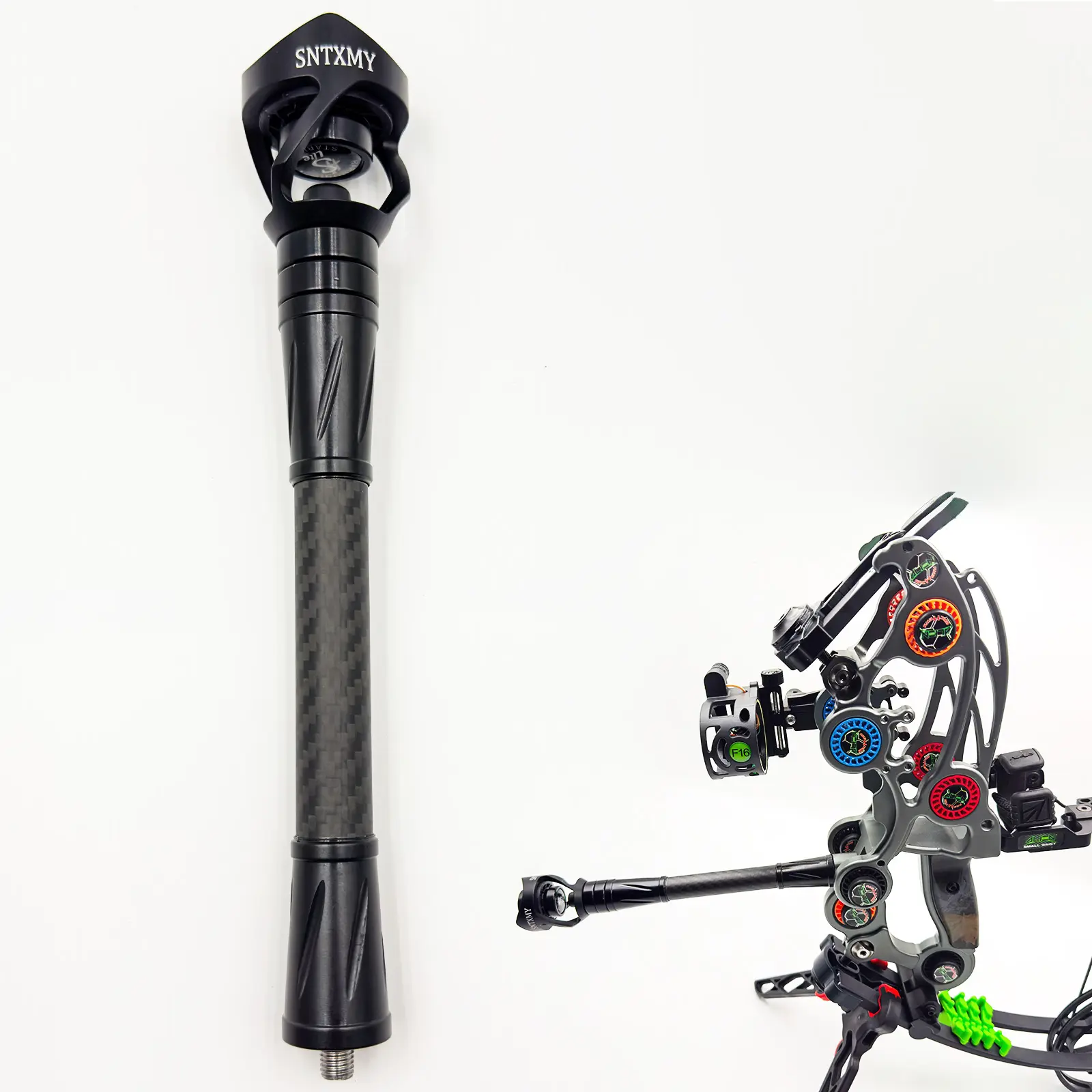 Carbon Fiber Bow Stabilizer with Adjustable Weights for Compound Bow Hunting Target Shooting 3D Archery Reduces Vibration Improves Balance