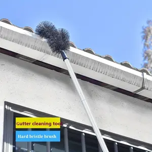 238ft Extendable Gutter Cleaning Kit - 7-Section, No Ladder Needed, Durable Aluminum & Black Bristle Brush for Easy Leaf and Debris Removal