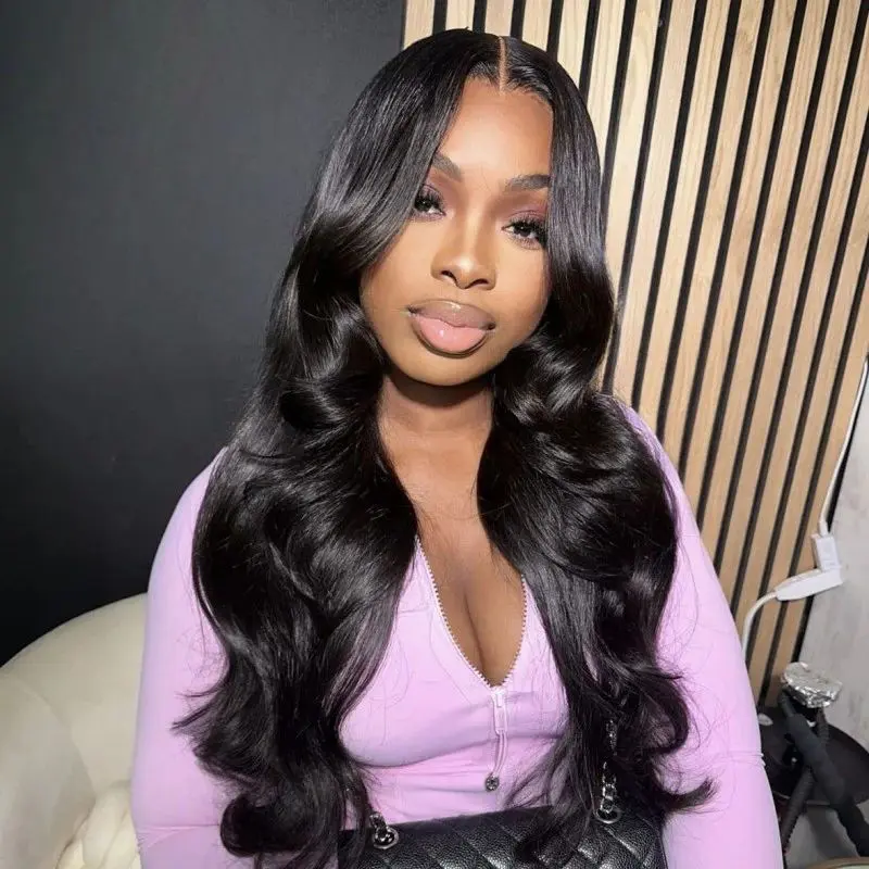 Tuneful Body Wave Lace Front Wigs Human Hair 180 Density 13x6 HD Transparent Lace Frontal Wigs Pre Plucked Human Wig with Baby Hair Body Wave wigs for Women Natural Black