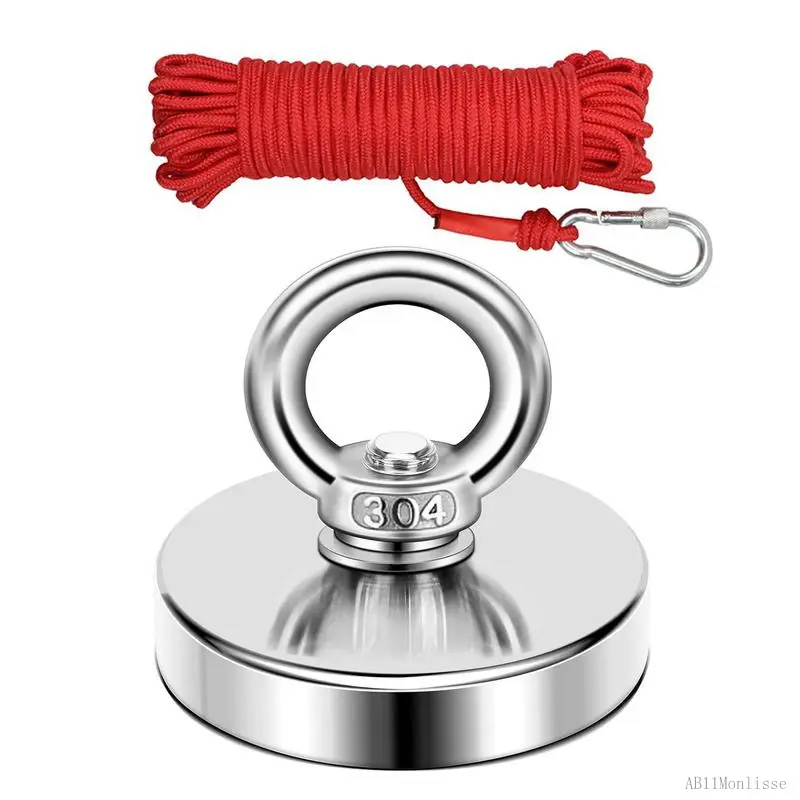 Heavy-duty Magnet,Fishing Magnet,350lbs Strong Magnet Fishing, Magnetic Fishing Magnets, Rare Earth Magnet with Countersunk Hole Eyebolt for Retrieving Items in Lake, Beach, Lawn.AB11Monlisse