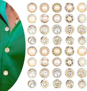 40 count Women Shirt Brooch Pins,No Sew  Cover Up Pins,Rhinestone and  Buttons for Women Fashion, Replacement Safety Button for Clothing Shirt Dress Sweaters Coat Shawl
