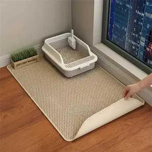 Double Layer Honeycomb Cat Litter Mat, 1 Count Durable & Washable Non-slip Cleaning Solution for Pet Toilet, Litter Box & Kennel, Pet Supplies