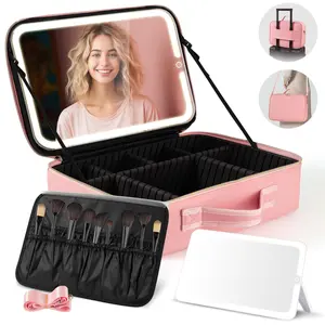Mother's Day Gifts Portable mirror light Makeup Bag Colorful Matte Waterproof, Customizable Storage, Perfect for Travel Makeup organizer Pouch, Made for Girls on the Go Zipper