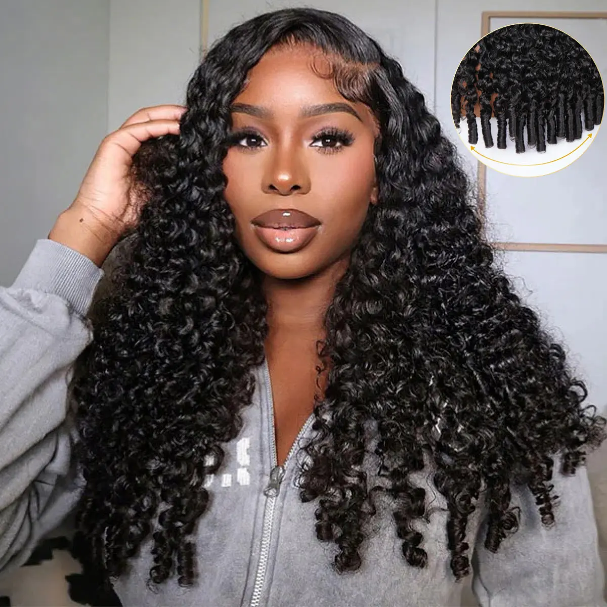 [Limited Deal] OQ HAIR 13x6 Glueless Lace Frontal Wig Pre Everything Ear To Ear Burmese Curly Drawstring Wig Bleached Tiny Knots Beginner Friendly