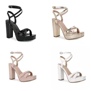 Sami-platform Heels Fashion Classy Stylish Footwear All Seasons True to Size 5 Inch Heel Height Black Platform Sandals Plain Design