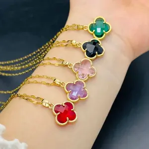 Four Leaf Clover Necklace | Stainless Steel Lucky Pendant | Trendy Women’s Jewelry