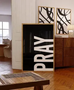 Pray, Minimalist Printable, Bold Typography, Bible Wall Art, Christian Modern Print, Black Aesthetic, Prayer Room Decor