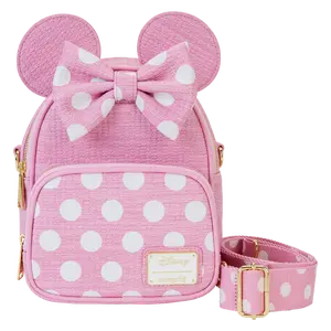 Minnie Mouse Woven Texture Convertible Mini Backpack & Crossbody Bag