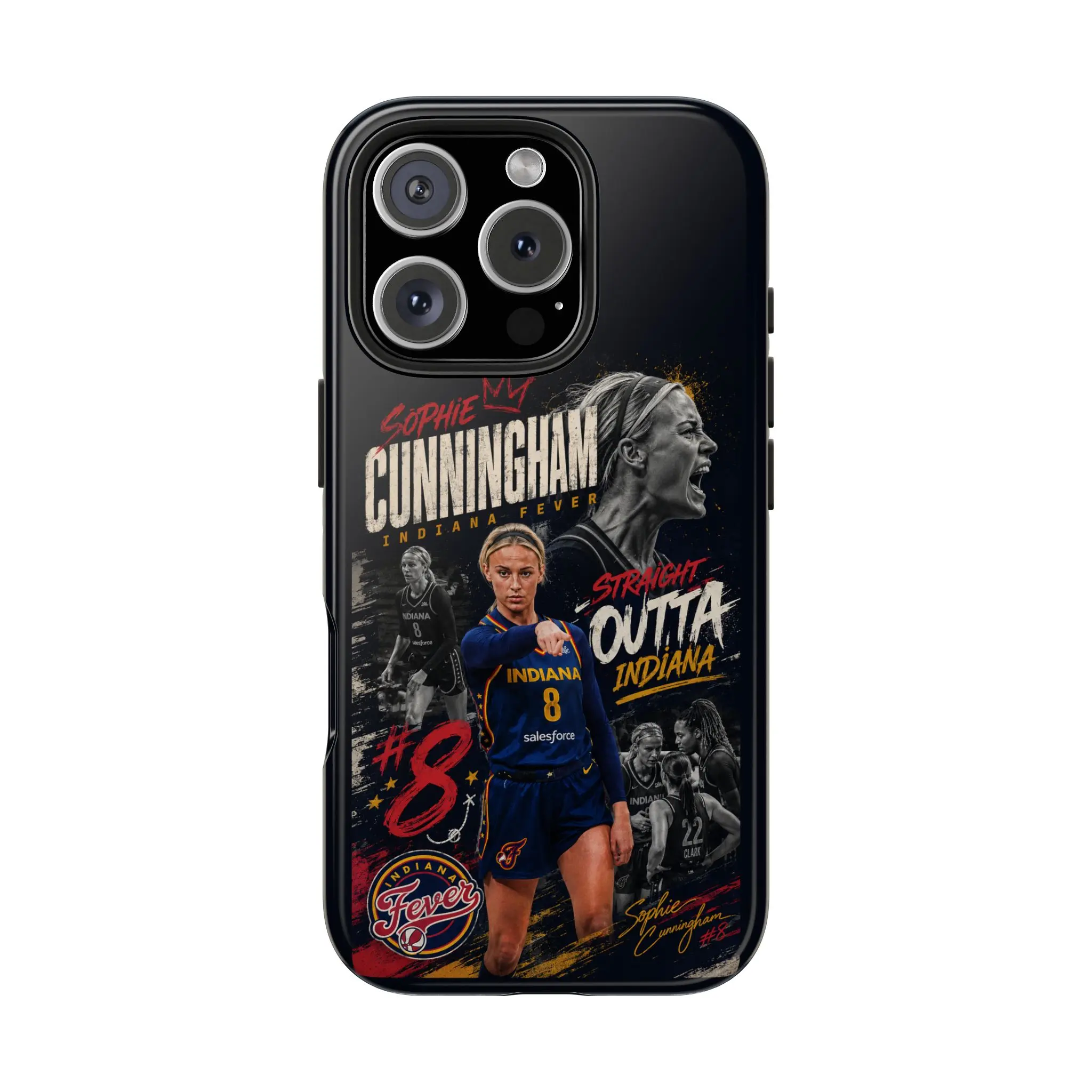Sophie Cunningham Indiana F Women Basketball League Phone Case Collection - Choose from 'Point God', Minimalist Sketch, or 'Straight Outta Indiana' Designs - Durable Protective Cover for iPhone17 ProMax /16/15/14/13/12/11 Plus for Samsung phones,
