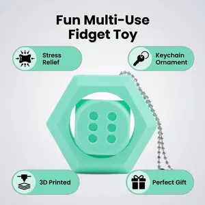 3D Printed Fidget Dice Keychain Hexagon Spiral Stress Relief Sensory Toy for Adults Kids Teens Portable Fashion Accessory Auditory Tactile Sensory Relief for Adults Teens Kids Office ADHD Focus Gift Contactless Magic Tap-to-Pay Wand Stress-relieving  Pop