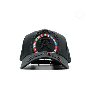 Dandy Hats x Canelo Undisputed Limited Edition Skull Cap - Embroidered with flags representing 18 countries. High-end street style inspired by boxing. Luxurious 3D embroidery and chrome details for men and women.