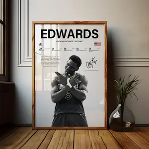 Anth0ny Edwars Wall Art, Basketball Player Poster, Sports Room Decor, Athlete Print, Game Day Art, Bedroom Wall Decor (Frame Not Included)