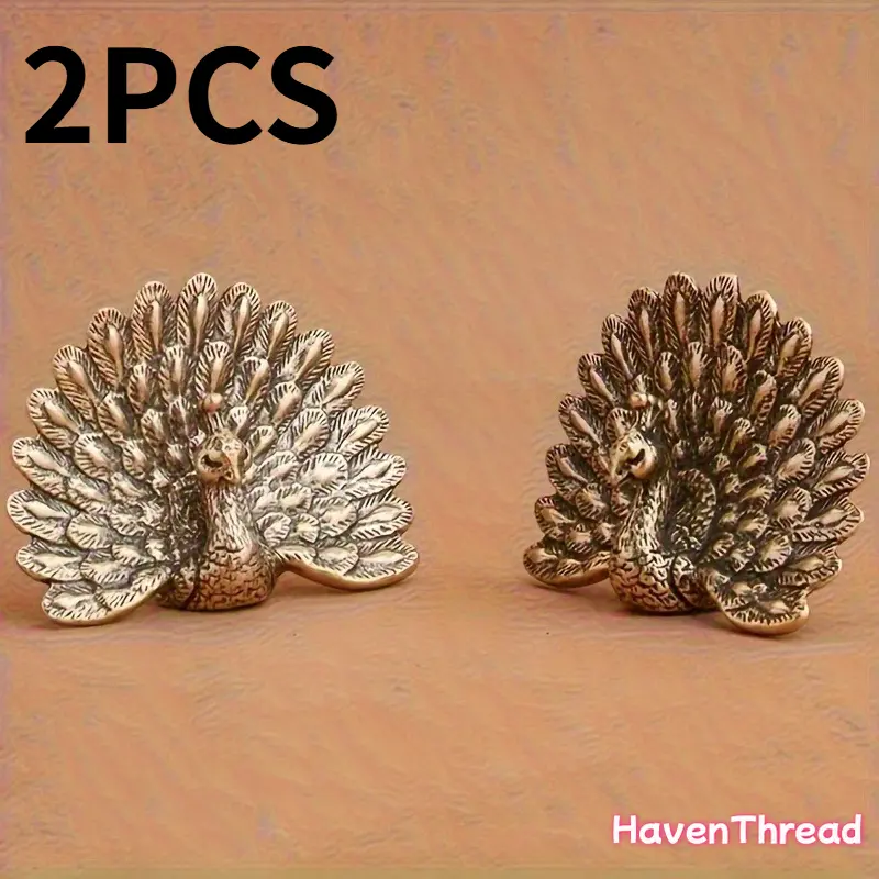 Vintage Brass Peacock Ornament (1/2/3 Pieces) - Sturdy, Exquisitely Crafted Car Interior Accessories for Prosperity, Good Luck - Ideal for Car Dashboard, Desk, Car Stuff, Cars Accessories tiktokshopbacktoschool