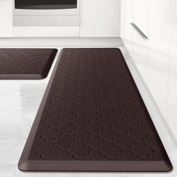 2Pcs Thick Foam Anti-Fatigue Kitchen Mats, Non-Slip Cushioned Standing Mats with 2 Sizes for Kitchen Sink & Laundry Room, Two Sizes