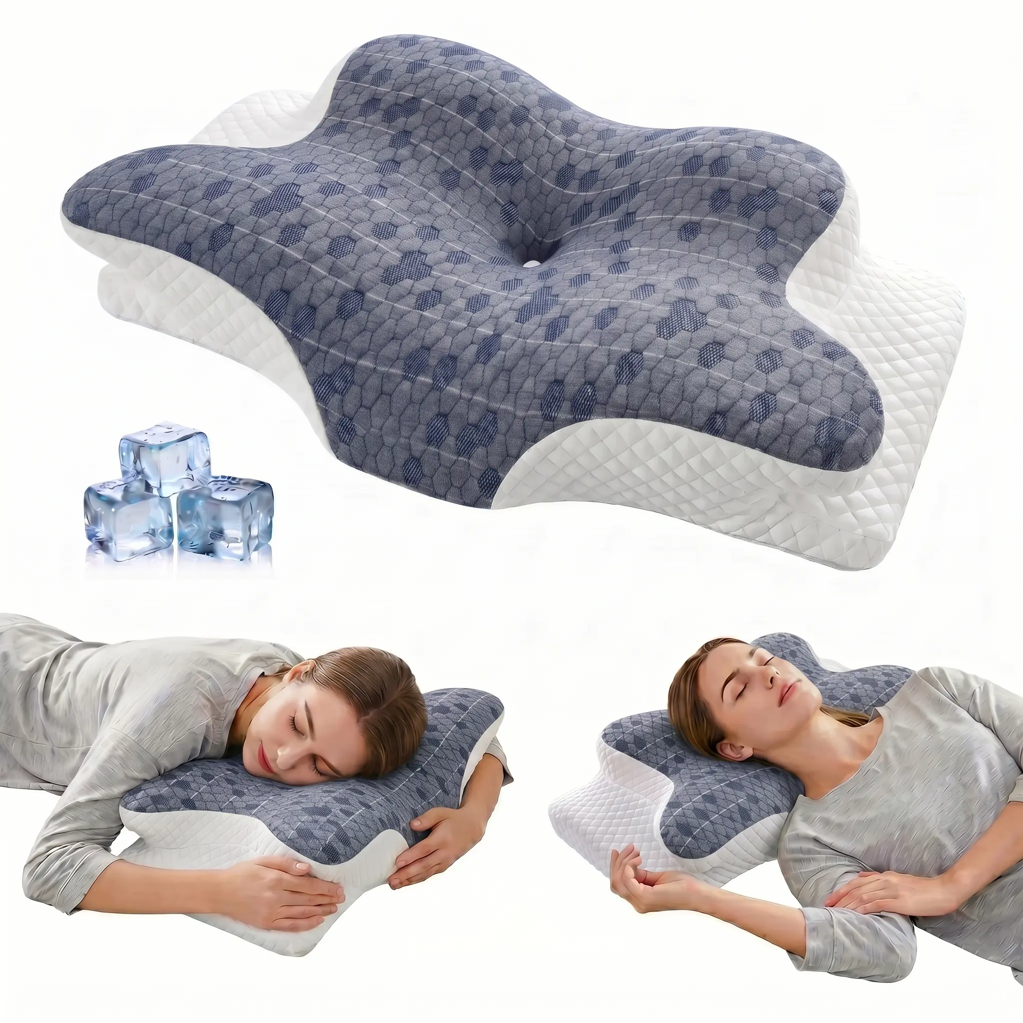 Ergonomic Cervical Memory Foam Pillow for Neck Support, Odorless Orthopedic Bed Pillow for Side, Back & Stomach Sleepers, Cozy Slow Rebound Sleeping Pillow