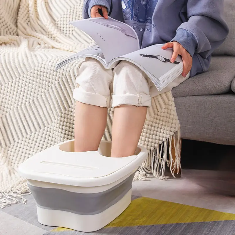 Portable Foot Bath Tub with Deep Soak, Collapsible Foot Bath, Collapsible Foot Spa, Foldable Design for Easy Storage, Durable Home Massage Tool, with Lid and Without Lid Options