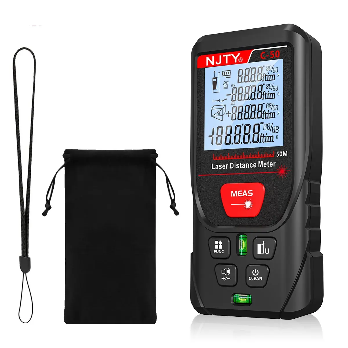 Laser Distance Meter Tape Measure, Laser Measuring Tool, Digital Laser Measure, Laser Range Finder, Laser Rangefinder, 50m/100m/200m, Measurement of Length Width Height Area Volume Pythagorean Theorem, Home & Construction Projects