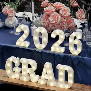 Graduation Decorations 2026-8 LED Long Marquee Light Up Letters 'Grad 2026' - Graduation Party Decor for Kindergarten Preschool High School College Graduation