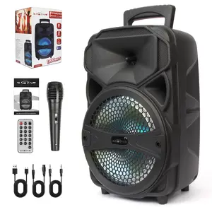 LOUD Bluetooth Speaker BT Karaoke Portable Heavy Bass Stereo Sound & Mic, 8“ Subwoofer Heavy Bass, FM Radio, MP3 Player, Microphone, LED Lights, Loud Stereo Speaker for Home Outdoor