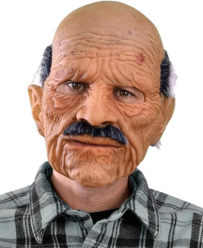 MorphCostume Hyperrealistic Grandpa Grumble Latex Mask, Realistic Old Man Halloween Mask, One Size