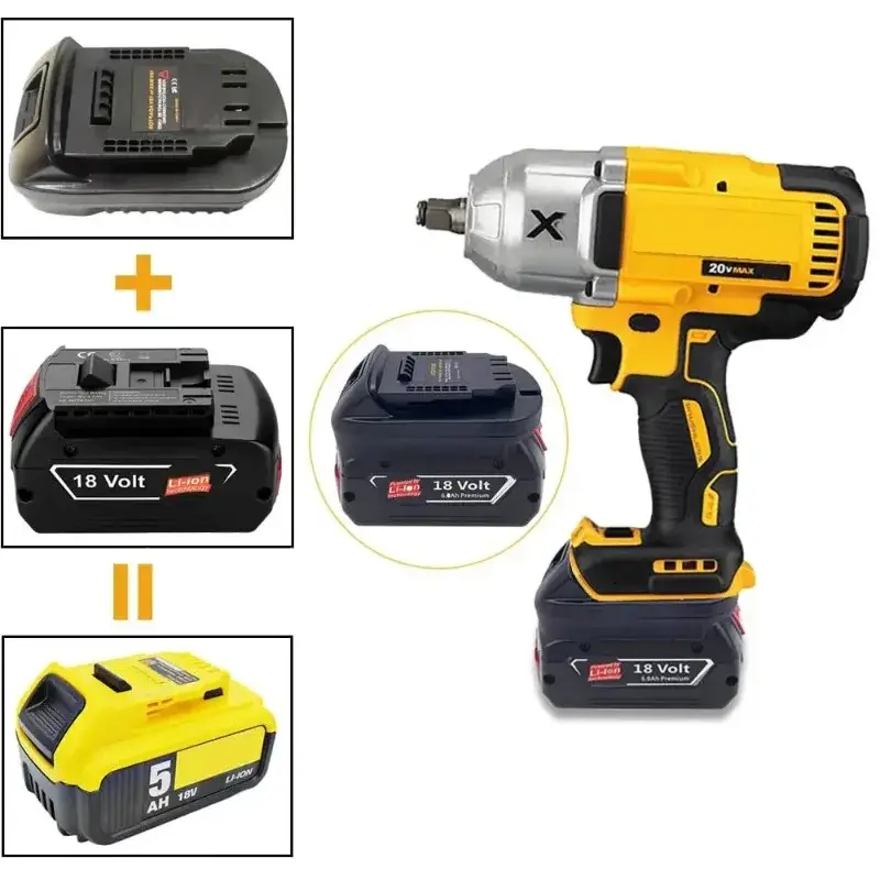 20V Cordless Impact Wrench, Brushless Electric Impact Gun, Compatible with Dewalt 20V Max Battery, High Torque Power Tool for Car Tire & Construction Repair