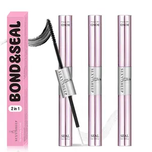 Waterproof Eyelash Glue, 2-In-1 Long-Lasting Eyelash Adhesive and Sealer, Sweat-Resistant Eyelash Extension Glue for Clusters