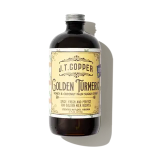 J.T.Copper Golden Turmeric Syrup 16oz - Organic Honey Coconut Palm Sugar Ginger Juice Gluten-Free Beverage