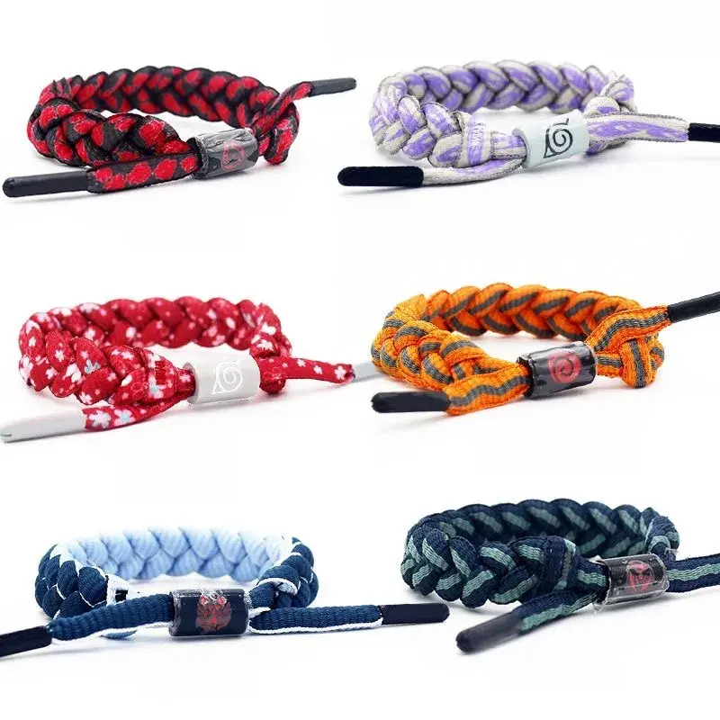 Anime Theme Braided Bracelet for Couples and Students, Adjustable Mixed Materials Trendy Fan Jewelry with Leaf Symbol, Braided Look, Casual Wear