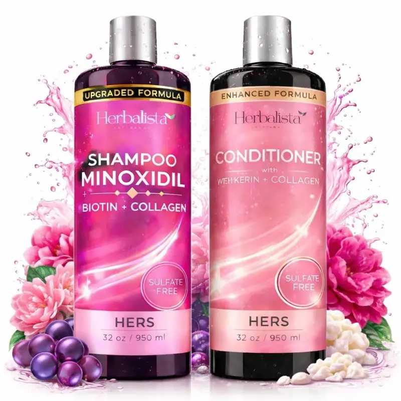 (Combo) 950ML Minoxidil +Biotin + Collagen Shampoo + Conditioner set For Women 32oz For Her - Sulfate-Free Thickening Hair Cleanser for Fuller-Looking, Stronger Hair, Unisex Daily Scalp Care.