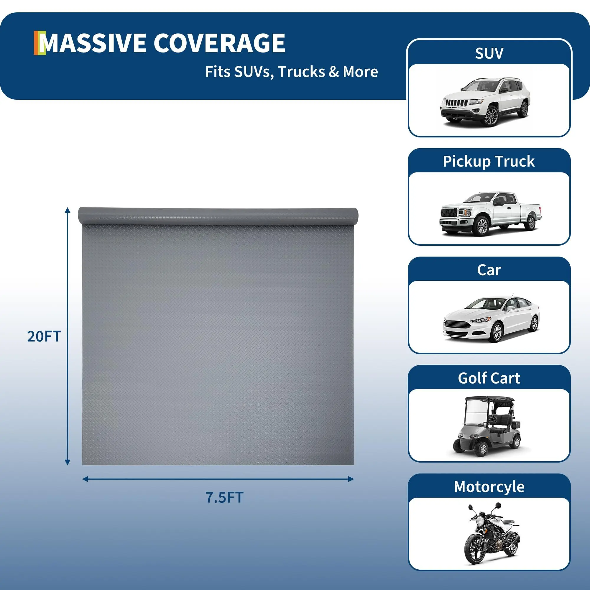 Garvee Garage Floor Mat - 7.5x20 FT, Durable PVC, Heavy Duty PVC, Garage Floor Covering, Universal Fit Protector Mat