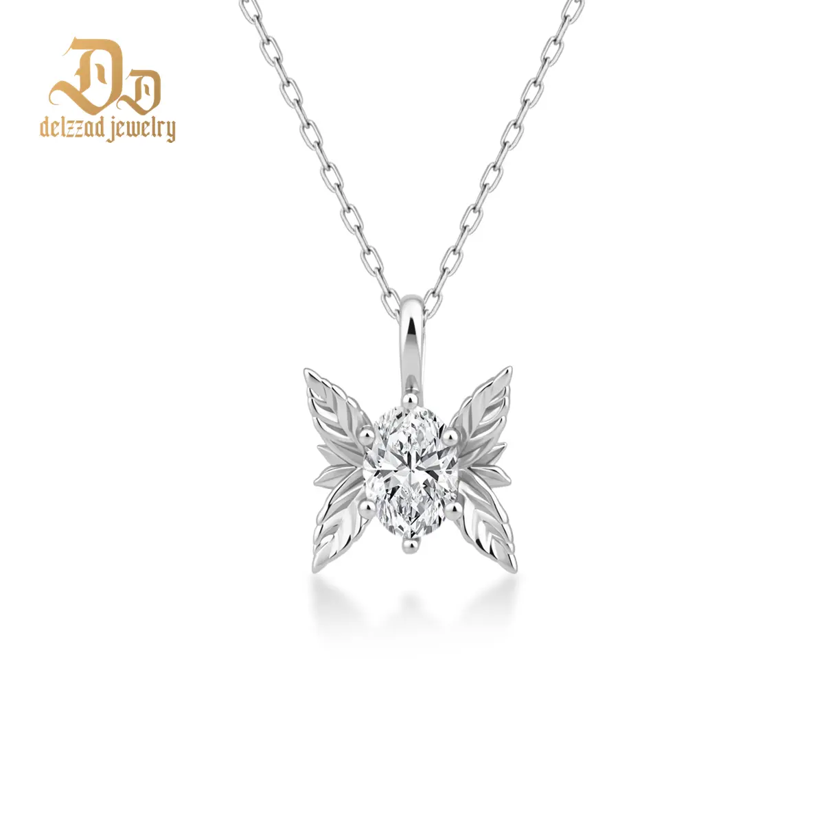 Delzzad Angel Wing Pendant Necklace The Forest Sprite Necklace Chain Zirconia Jewelry Copper Chain Perfect Birthday Wedding Engagement Anniversary Christmas Gift