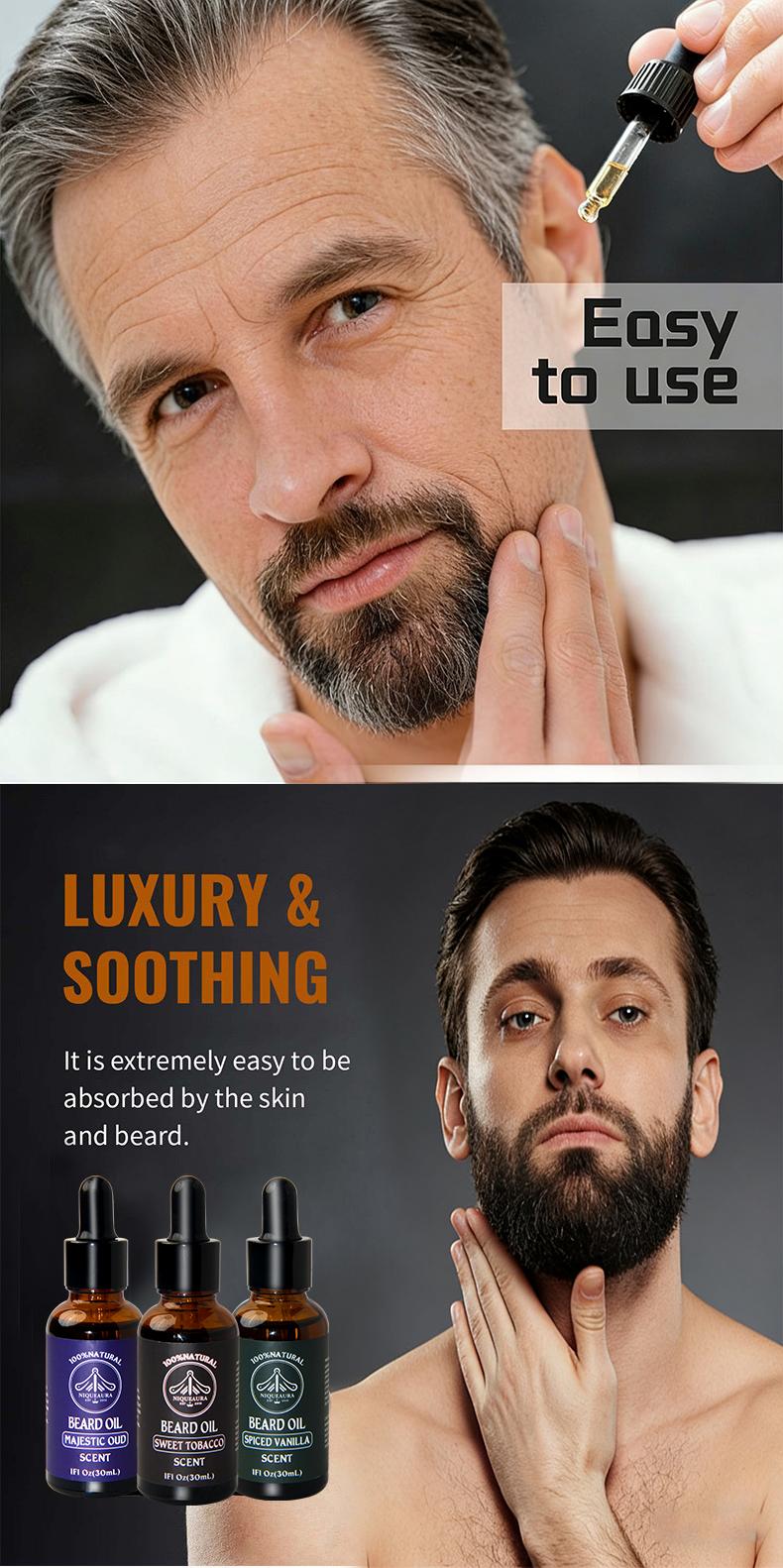 Spiced Vanilla Beard Oil for Men - Natural Mens Beard Oil with Argan and Jojoba Oil - Beard Softener, Strengthens and Moisturizes Hair Care Comfort