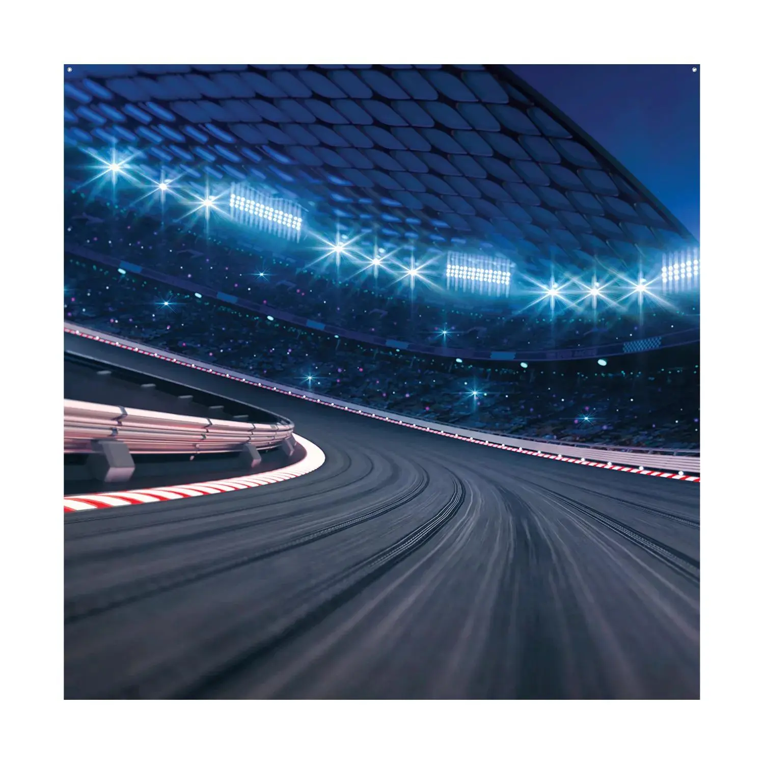 6 Ft. x 6 Ft. Nighttime Race Car Track Polyester Backdrop Banner