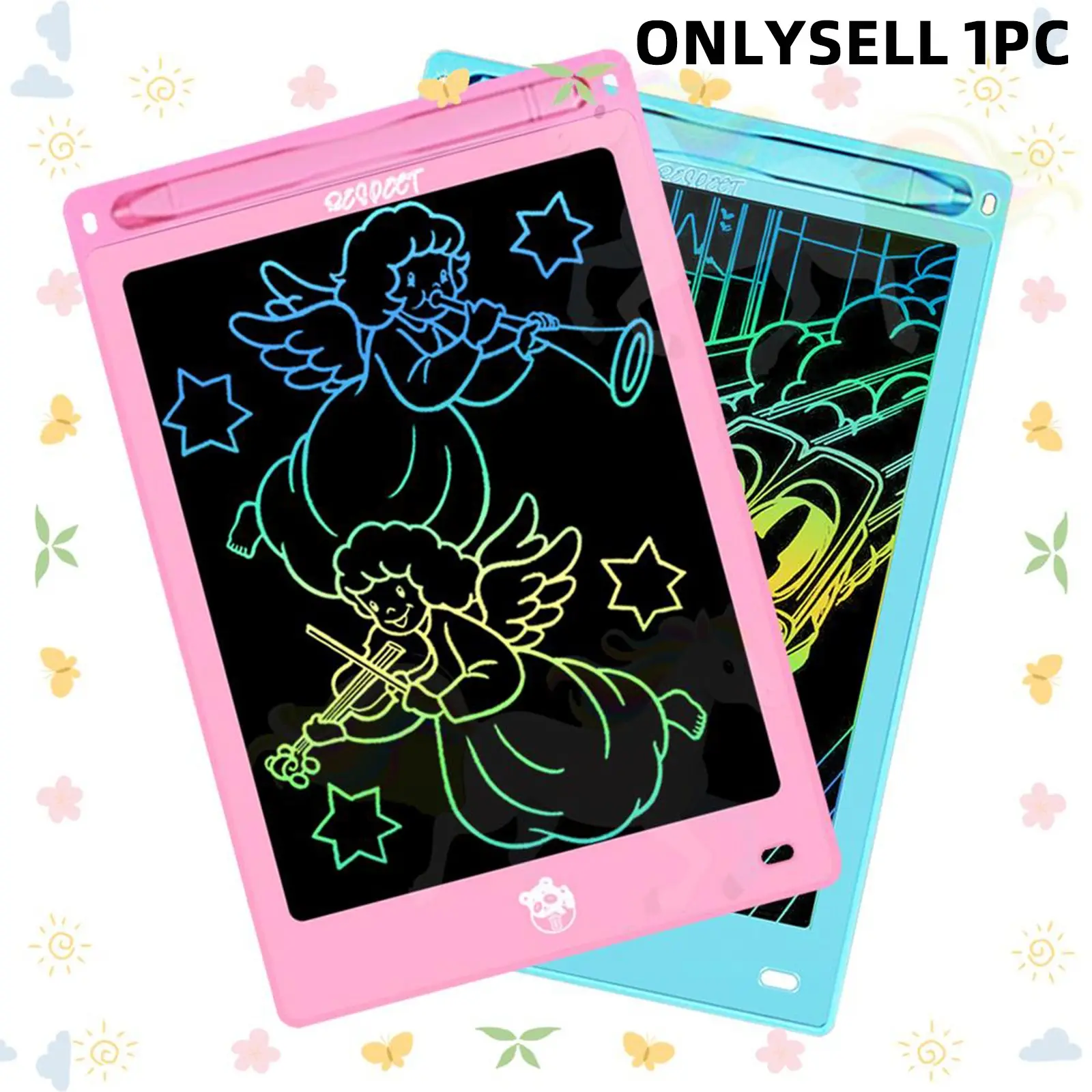 Rechargeable LCD Writing Board Erasable Electronic Drawing Tablet for Kids Boys Girls Learning Toy Gift Blue Color Reusable Design Learning Tool