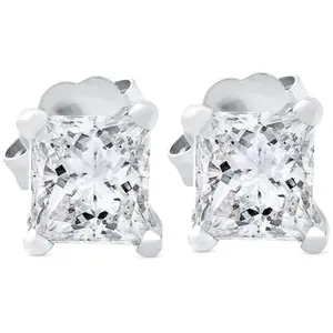 1ct Princess Cut Lab Grown Diamond Studs 14K White Gold