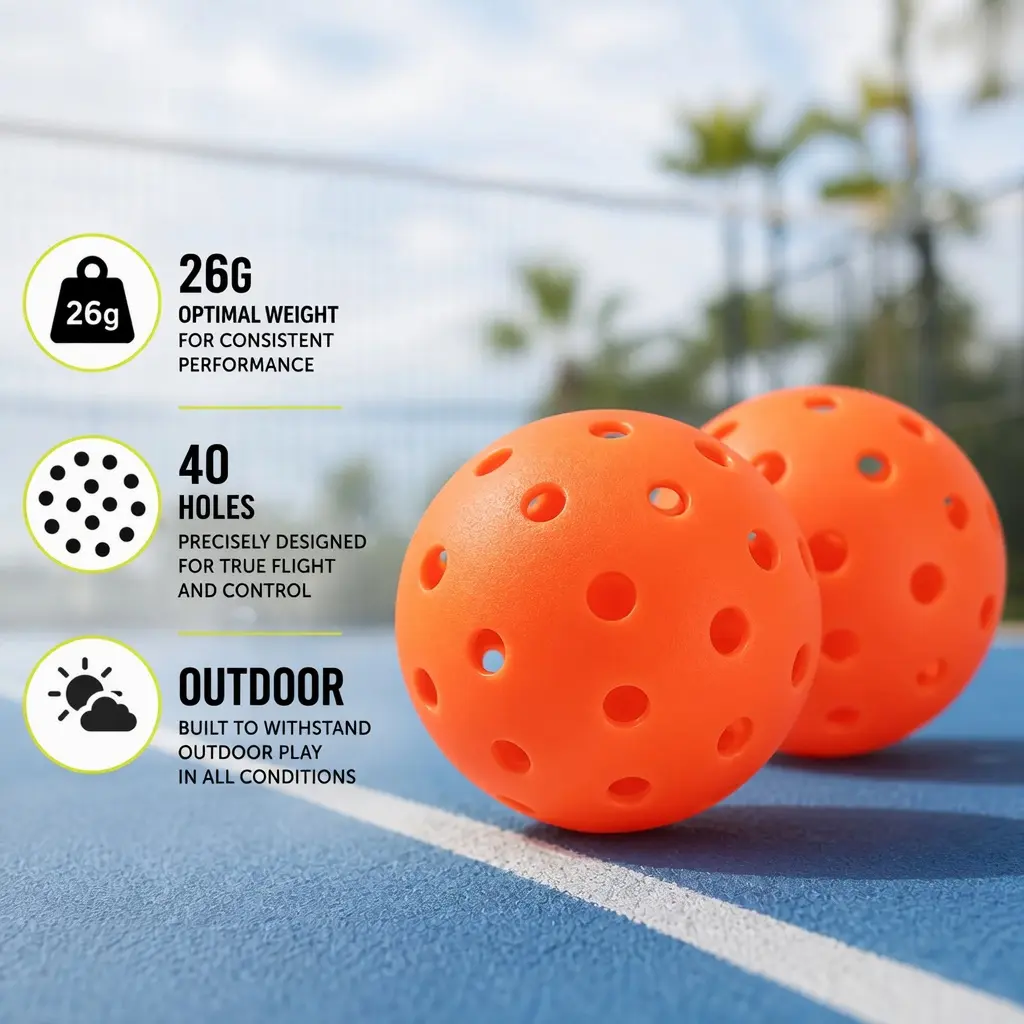5PCS Outdoor Pickleball Balls Set, 40 Hole High Bounce Pickleballs for Beginners & Pros, Durable TPE Training Balls for Indoor Outdoor Court Games, Multi Color Sports Accessories for Practice & Competition