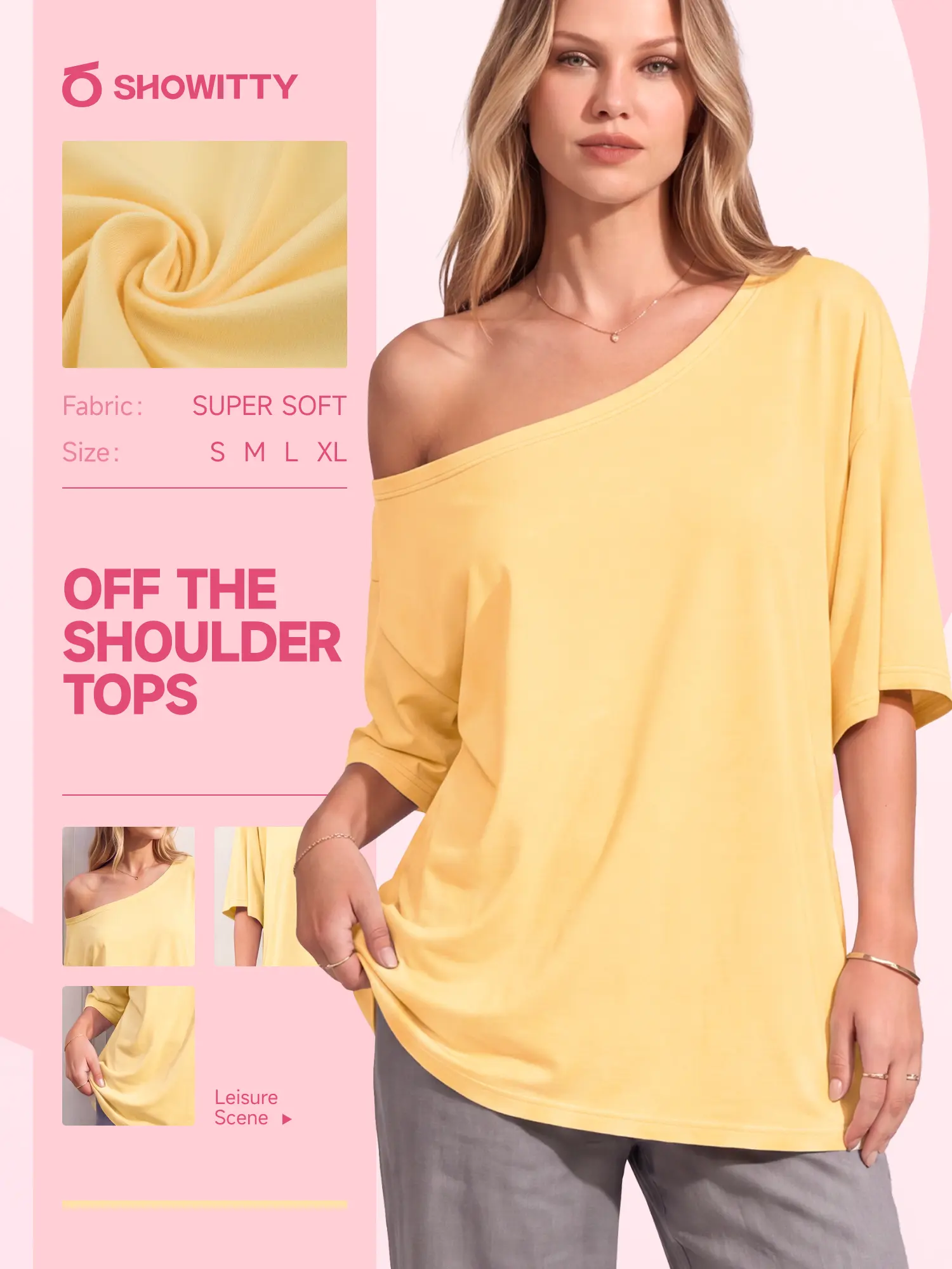 【Everyday Minimal】SHOWITTY Womens One-Shoulder Short Sleeve Top Loose Fit Summer T-Shirt Soft Stretch Fabric