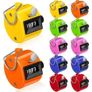 12 count Handheld Tally Counter, 4 Digit Number Clicker Counter, Metal Hand Mechanical Register for Coaching, Knitting, People, Golf and Row