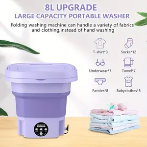Portable Washing Machine, 2.91gal Foldable MiniWashingMachine With Dryer ForBabyClothes, SmallWashingMachine With Laundry Basket For Underwear,Socks,PetClothes, Small Ltems, Purple And Green