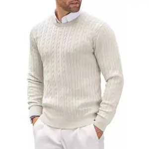 Men'sNewStyleKnittedSweaterLongSleeveRoundNeckTwistStripePullover,CasualFashionTopforFall&WinterSeasons