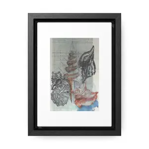 Andros Seashells Artwork - Print Featuring Seashells on Wooden Frame - Ideal for Wall Decor and Photo Display Cotton Walnut