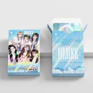 1 box of 124 NMIXX group collection stickers and double-sided star photo card postcards (64 stickers and 60 photo cards), suitable for decorating photo walls/notebooks, perfect holiday gifts, Holographic Cards