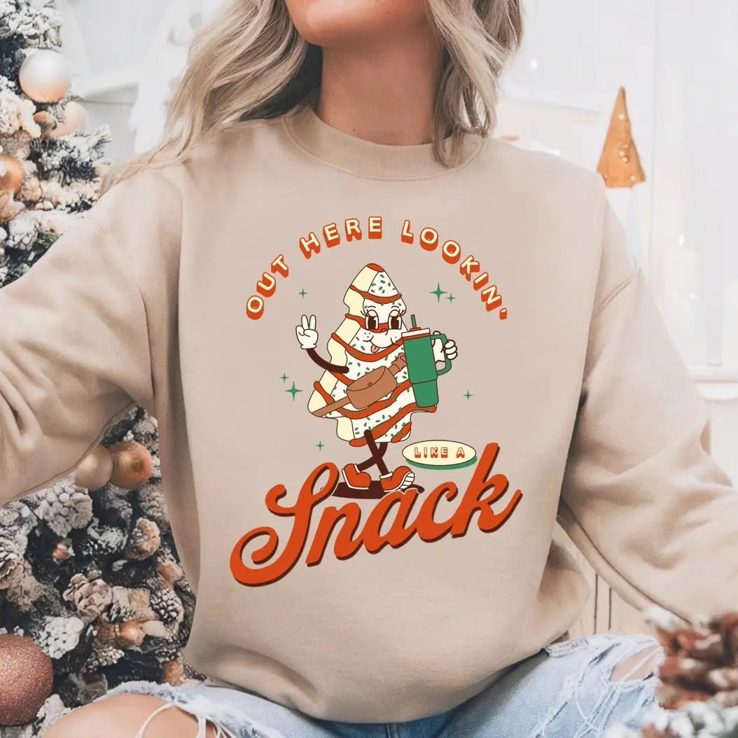 Lookin Like A Snack Christmas Tree Debbie Cake Boujie Funny Preppy Girly Christmas Graphic Comfort Colors Tshirts Sweatshirt