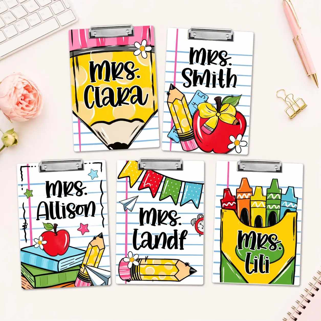Custom Name Teacher Pencil Clipboard, Personalized Teacher Appreciation Gifts, End of School Teacher Gift, Back to School Gift, Teacher Name Gifts, Gift for Teacher