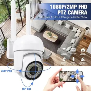 Ip66 WiFi Ip Wireless Security Surveillance Ptz Camera, 8x Zoom, Two-Way Audio, HD Night Vision, Compatible with Alexa, Indoor/outdoor Use, Wifi Security Cameras