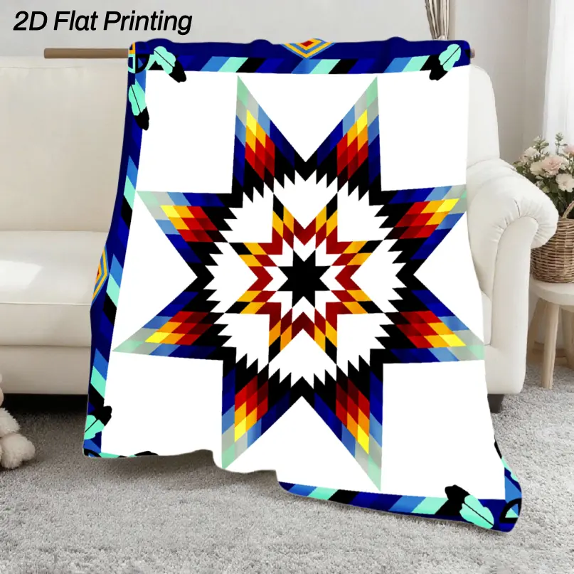Native American Style Star Blanket - SOFT FLANNEL Bedspread with Tribal Star & Geometric Patterns, Earth Tone Bedspread Suitable for All Seasons, Couch or BED COVERING - Cultural-280GSM